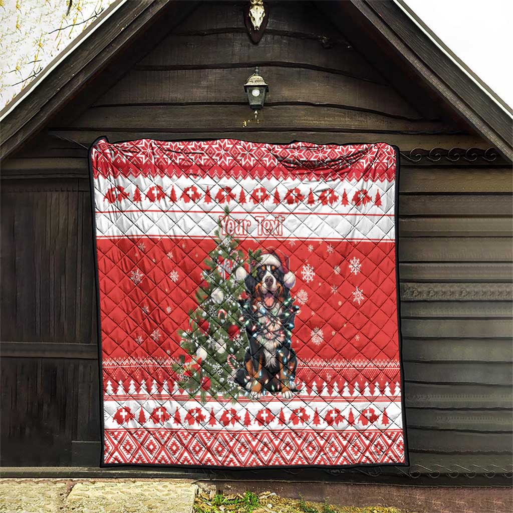 Personalized Merry Swissmas Quilt Bernese Mountain Dog Christmas Pattern - Wonder Print Shop