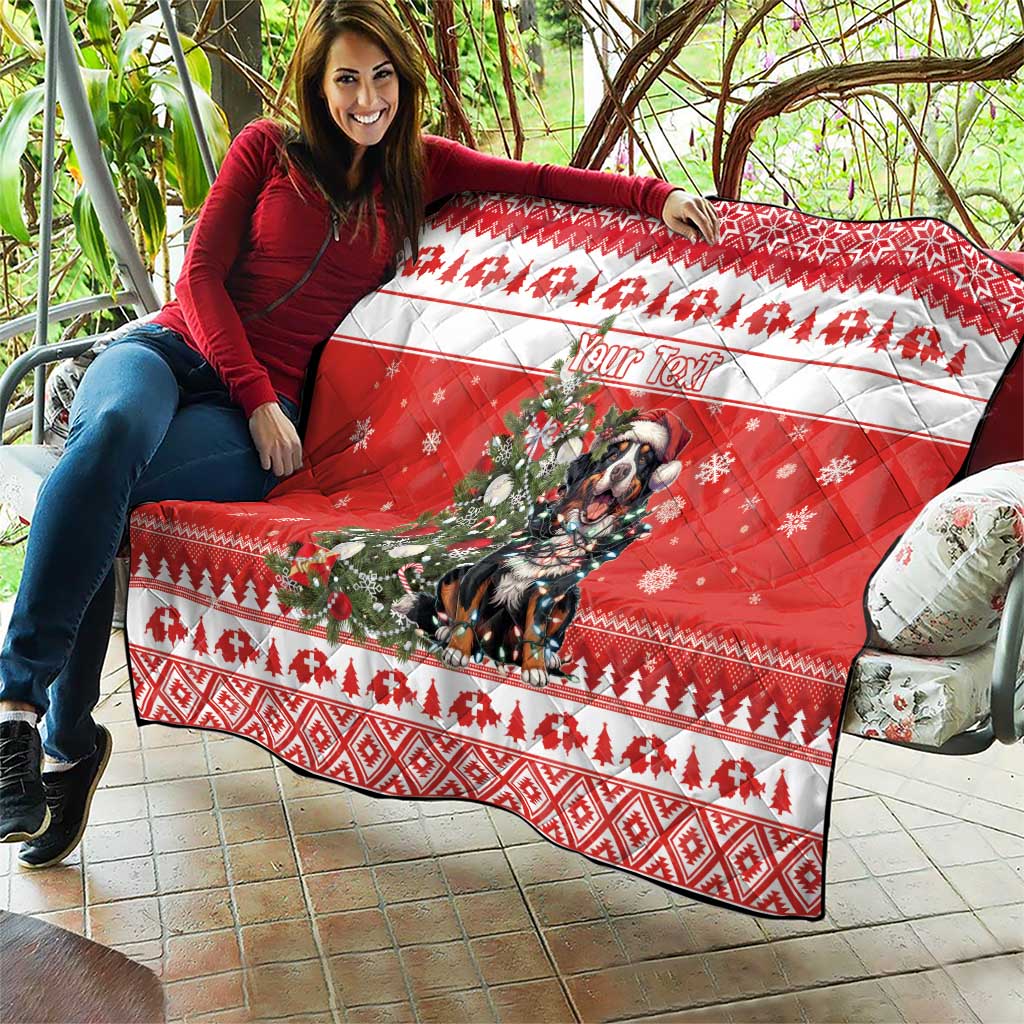 Personalized Merry Swissmas Quilt Bernese Mountain Dog Christmas Pattern - Wonder Print Shop