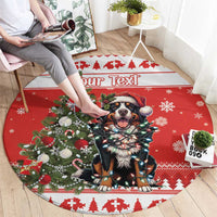 Personalized Merry Swissmas Round Carpet Bernese Mountain Dog Christmas Pattern - Wonder Print Shop