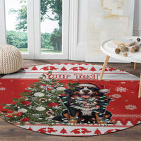 Personalized Merry Swissmas Round Carpet Bernese Mountain Dog Christmas Pattern - Wonder Print Shop