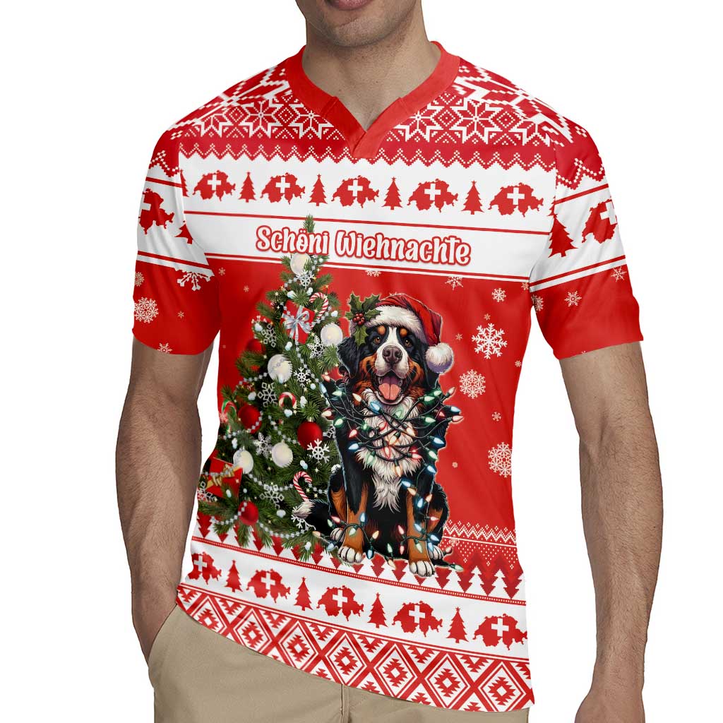 Personalized Merry Swissmas Rugby Jersey Bernese Mountain Dog Christmas Pattern - Wonder Print Shop