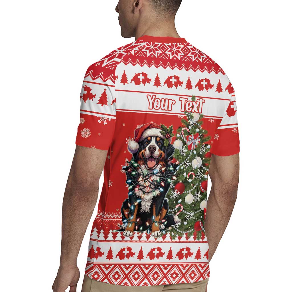 Personalized Merry Swissmas Rugby Jersey Bernese Mountain Dog Christmas Pattern - Wonder Print Shop