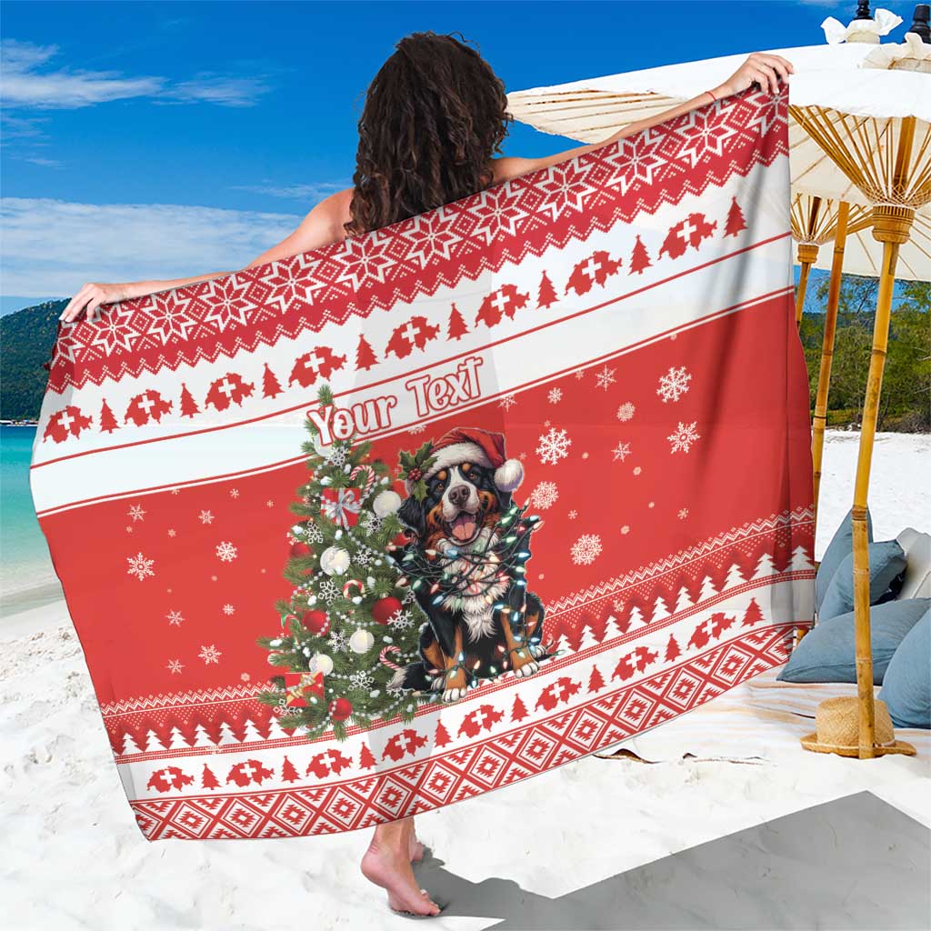 Personalized Merry Swissmas Sarong Bernese Mountain Dog Christmas Pattern - Wonder Print Shop