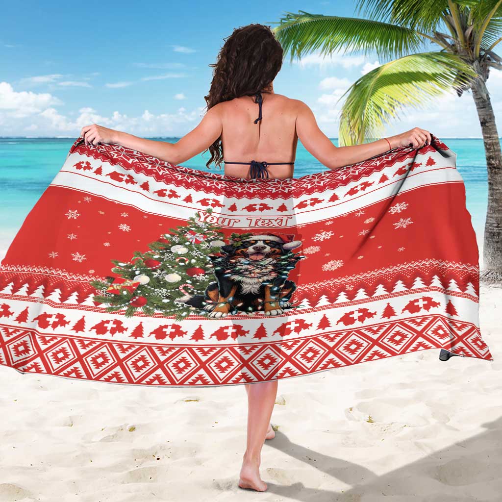 Personalized Merry Swissmas Sarong Bernese Mountain Dog Christmas Pattern - Wonder Print Shop