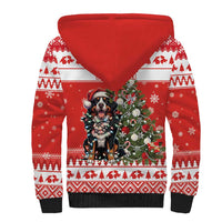 Personalized Merry Swissmas Sherpa Hoodie Bernese Mountain Dog Christmas Pattern - Wonder Print Shop