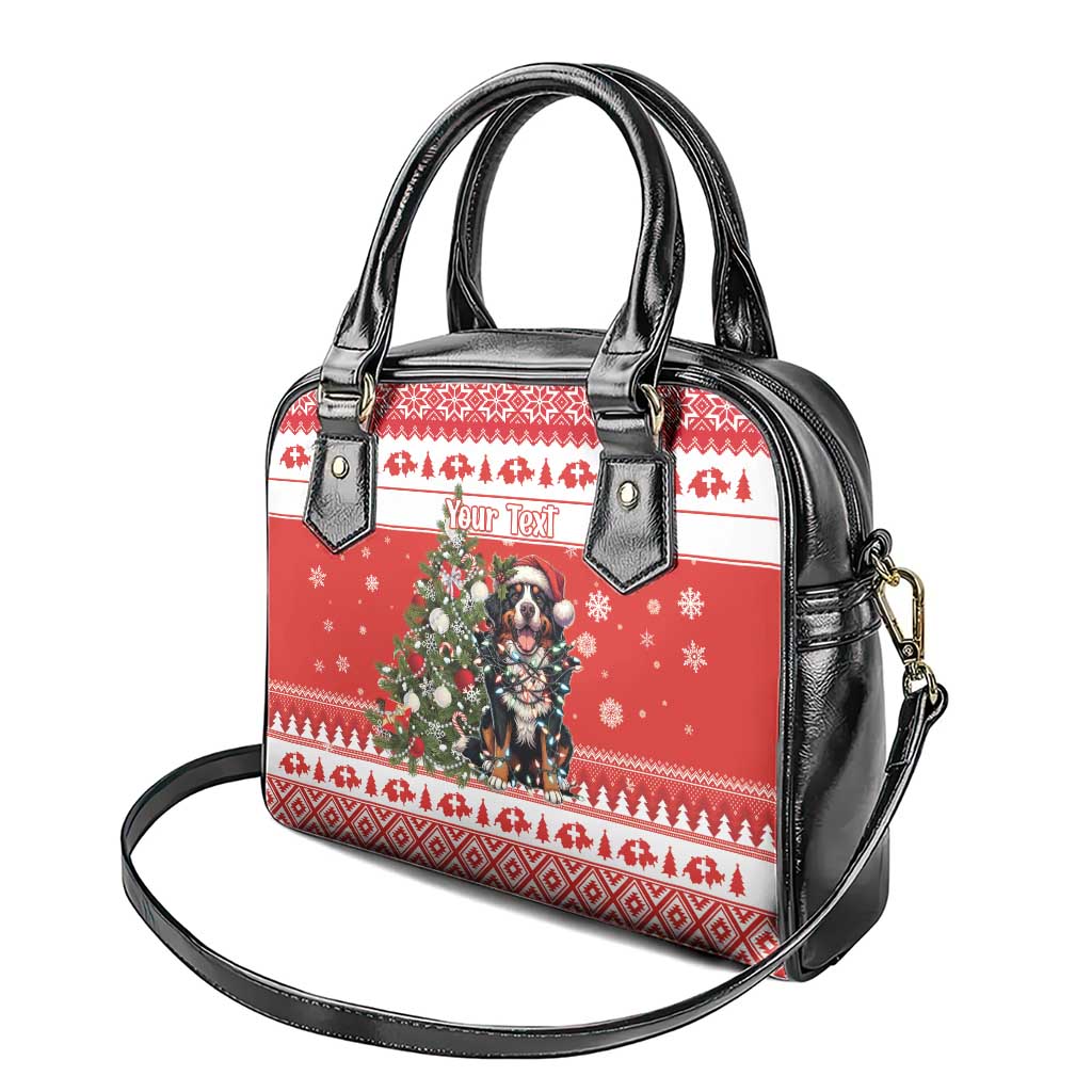 Personalized Merry Swissmas Shoulder Handbag Bernese Mountain Dog Christmas Pattern - Wonder Print Shop