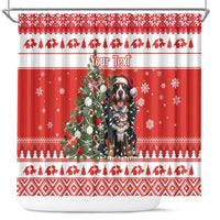 Personalized Merry Swissmas Shower Curtain Bernese Mountain Dog Christmas Pattern - Wonder Print Shop