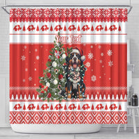 Personalized Merry Swissmas Shower Curtain Bernese Mountain Dog Christmas Pattern - Wonder Print Shop