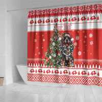 Personalized Merry Swissmas Shower Curtain Bernese Mountain Dog Christmas Pattern - Wonder Print Shop