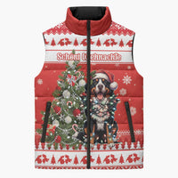 Personalized Merry Swissmas Sleeveless Puffer Jacket Bernese Mountain Dog Christmas Pattern - Wonder Print Shop