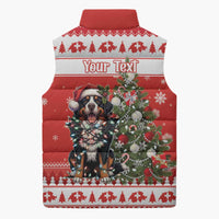 Personalized Merry Swissmas Sleeveless Puffer Jacket Bernese Mountain Dog Christmas Pattern - Wonder Print Shop