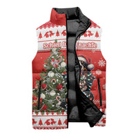 Personalized Merry Swissmas Sleeveless Puffer Jacket Bernese Mountain Dog Christmas Pattern - Wonder Print Shop