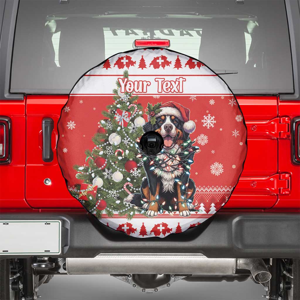 Personalized Merry Swissmas Spare Tire Cover Bernese Mountain Dog Christmas Pattern - Wonder Print Shop