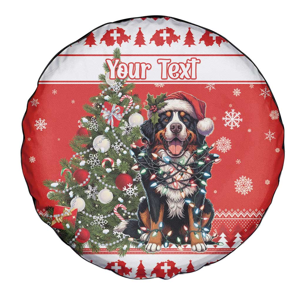 Personalized Merry Swissmas Spare Tire Cover Bernese Mountain Dog Christmas Pattern - Wonder Print Shop