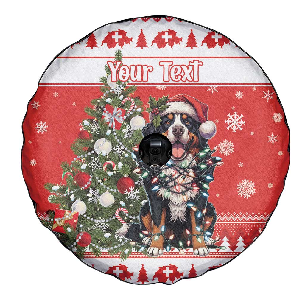 Personalized Merry Swissmas Spare Tire Cover Bernese Mountain Dog Christmas Pattern - Wonder Print Shop