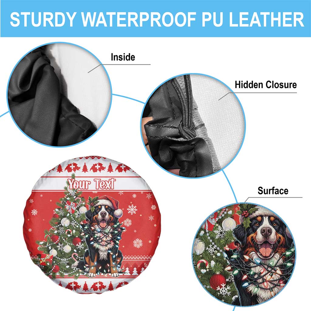 Personalized Merry Swissmas Spare Tire Cover Bernese Mountain Dog Christmas Pattern - Wonder Print Shop