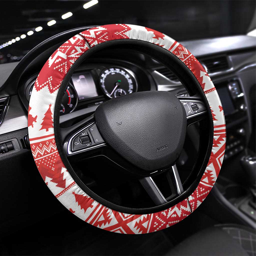Merry Swissmas Steering Wheel Cover Bernese Mountain Dog Christmas Pattern - Wonder Print Shop
