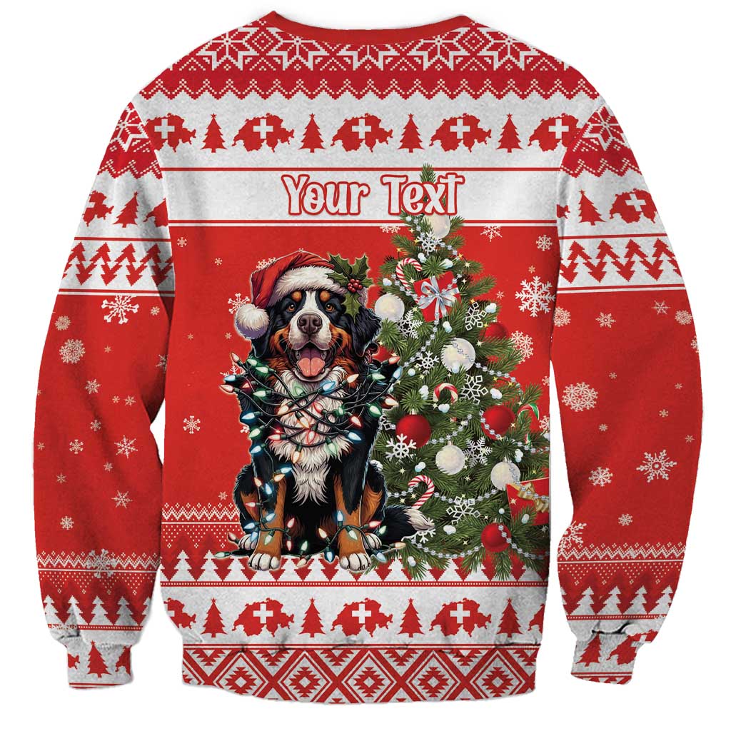 Personalized Merry Swissmas Sweatshirt Bernese Mountain Dog Christmas Pattern - Wonder Print Shop