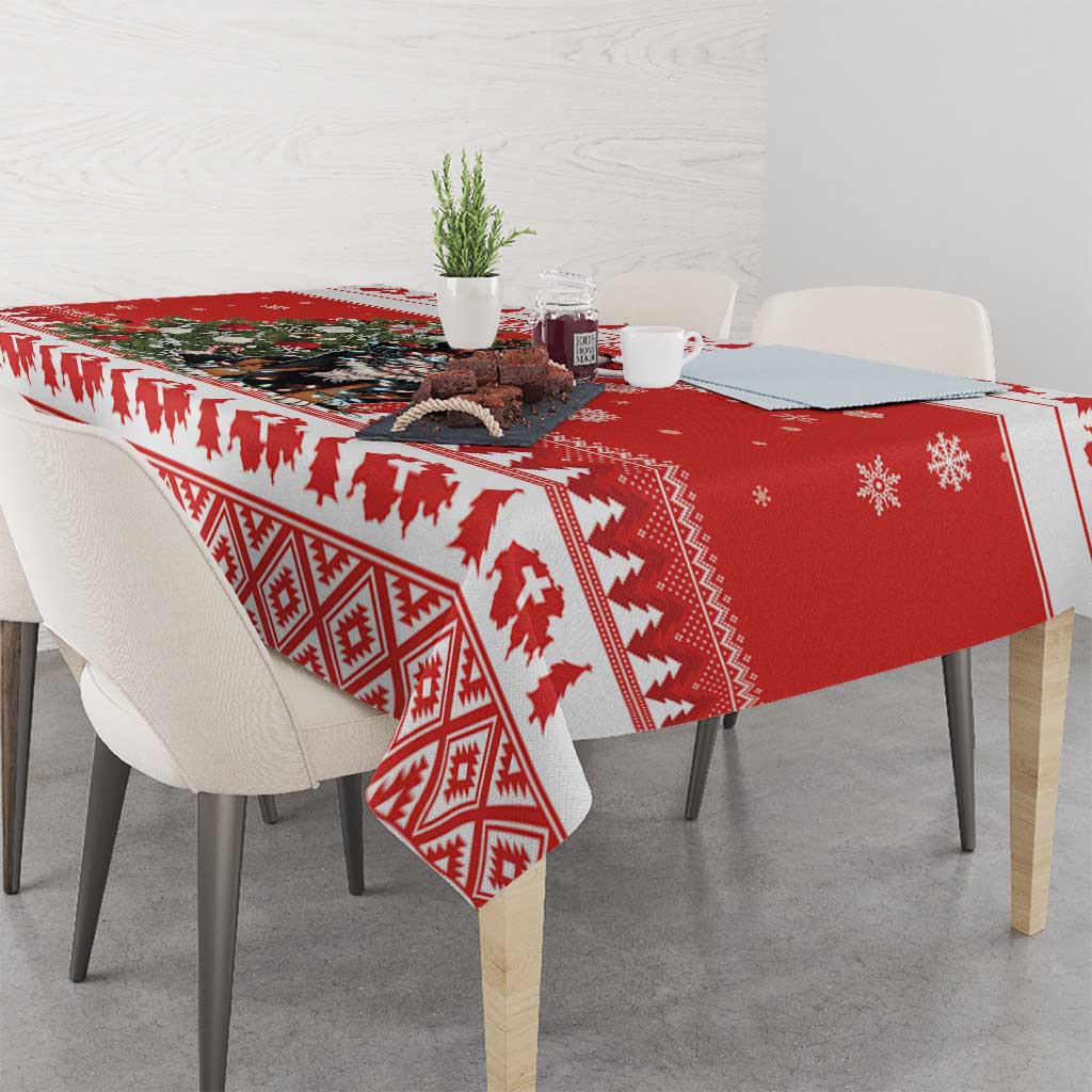 Personalized Merry Swissmas Tablecloth Bernese Mountain Dog Christmas Pattern - Wonder Print Shop