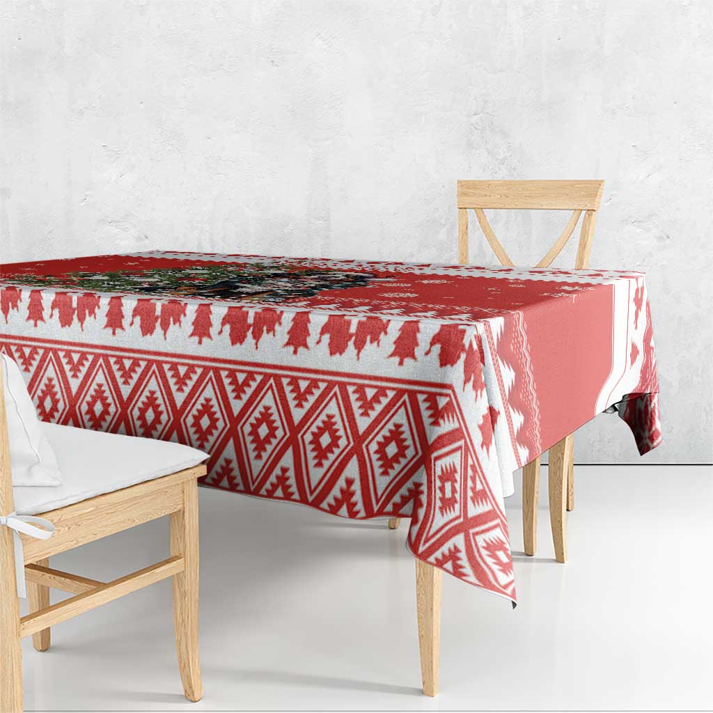 Personalized Merry Swissmas Tablecloth Bernese Mountain Dog Christmas Pattern - Wonder Print Shop