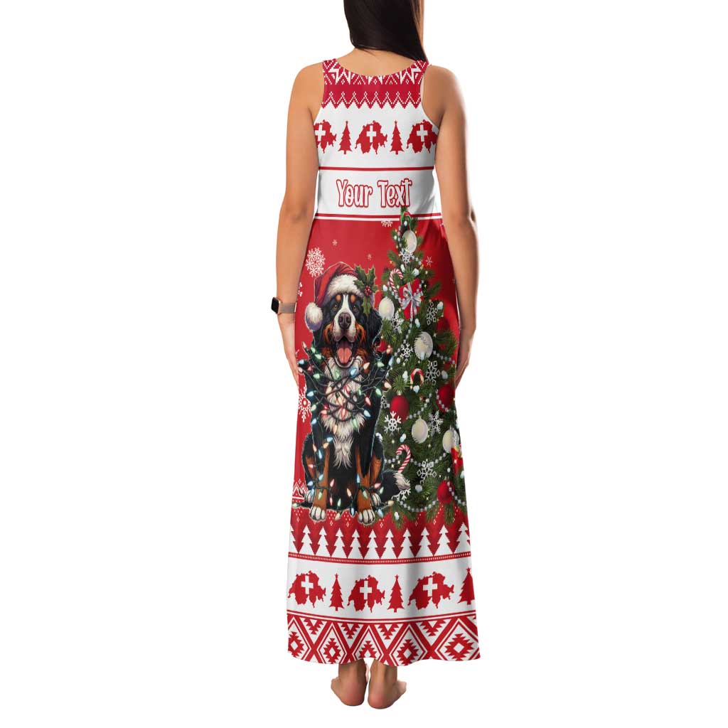 Personalized Merry Swissmas Tank Maxi Dress Bernese Mountain Dog Christmas Pattern - Wonder Print Shop