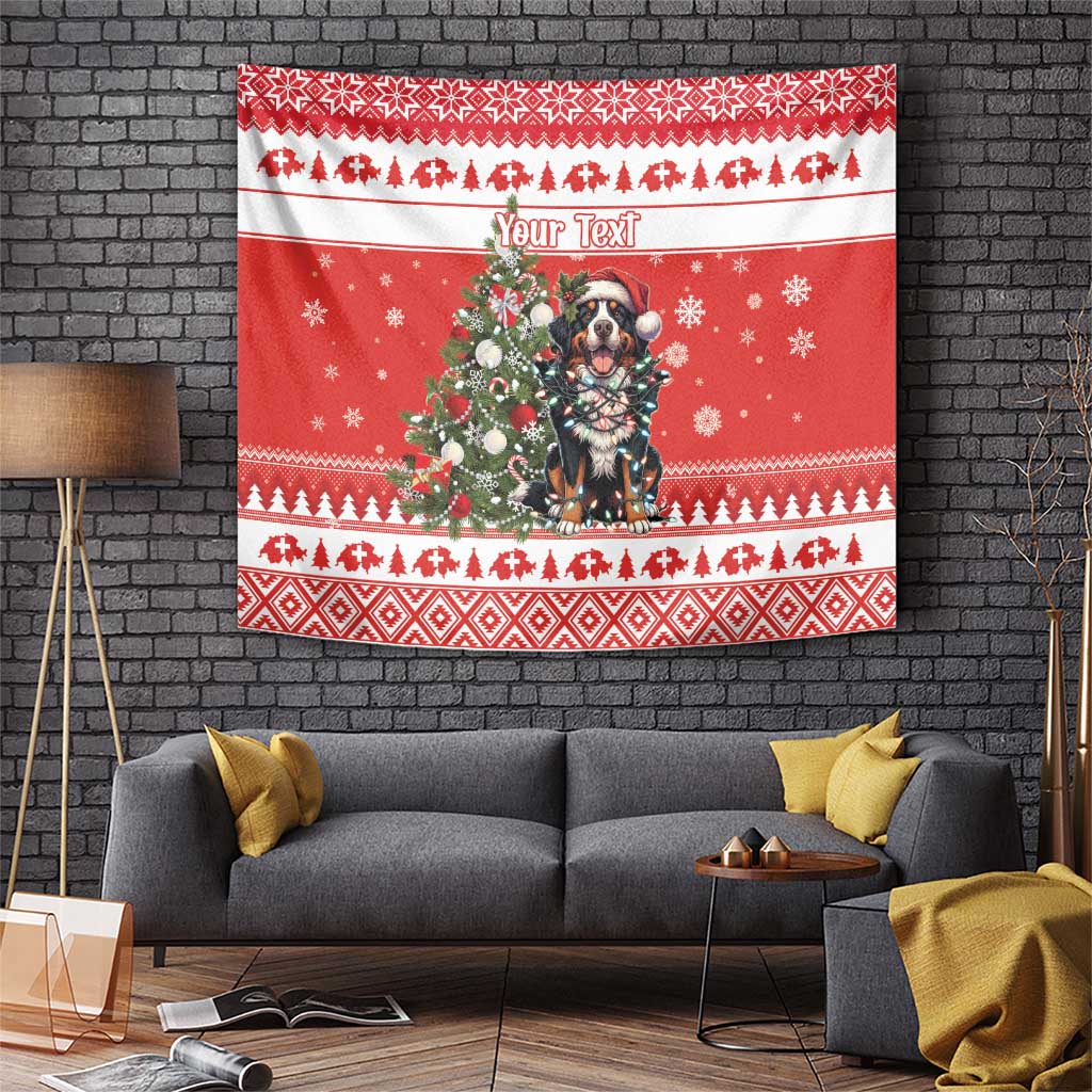 Personalized Merry Swissmas Tapestry Bernese Mountain Dog Christmas Pattern - Wonder Print Shop