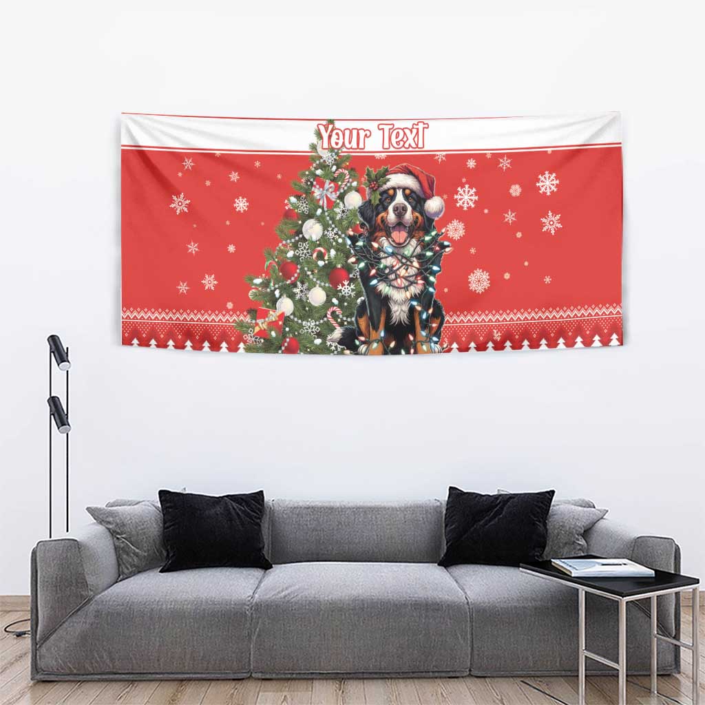 Personalized Merry Swissmas Tapestry Bernese Mountain Dog Christmas Pattern - Wonder Print Shop
