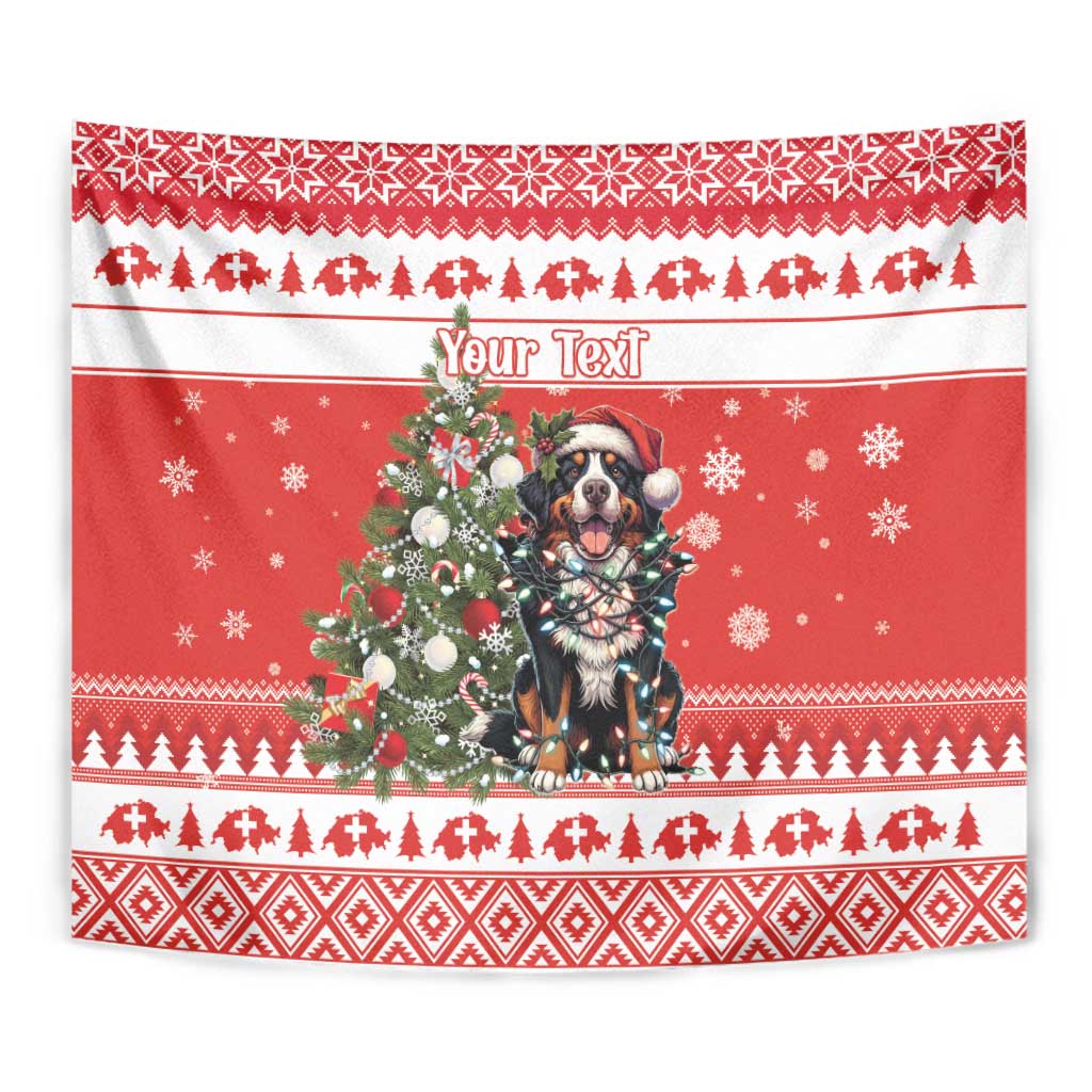 Personalized Merry Swissmas Tapestry Bernese Mountain Dog Christmas Pattern - Wonder Print Shop