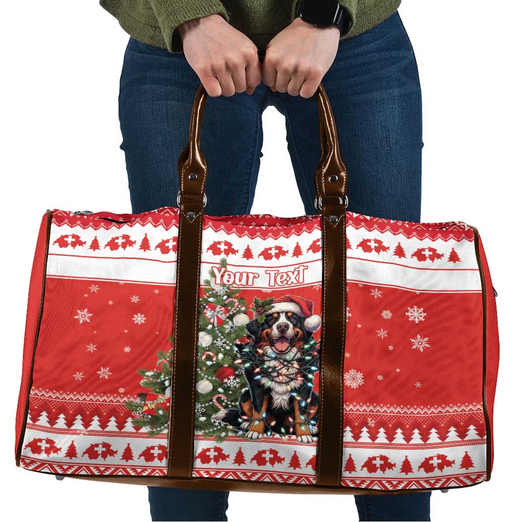 Personalized Merry Swissmas Travel Bag Bernese Mountain Dog Christmas Pattern - Wonder Print Shop