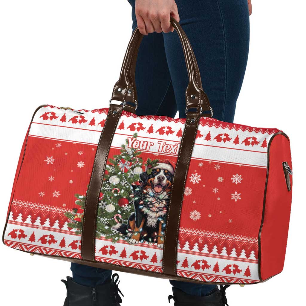 Personalized Merry Swissmas Travel Bag Bernese Mountain Dog Christmas Pattern - Wonder Print Shop