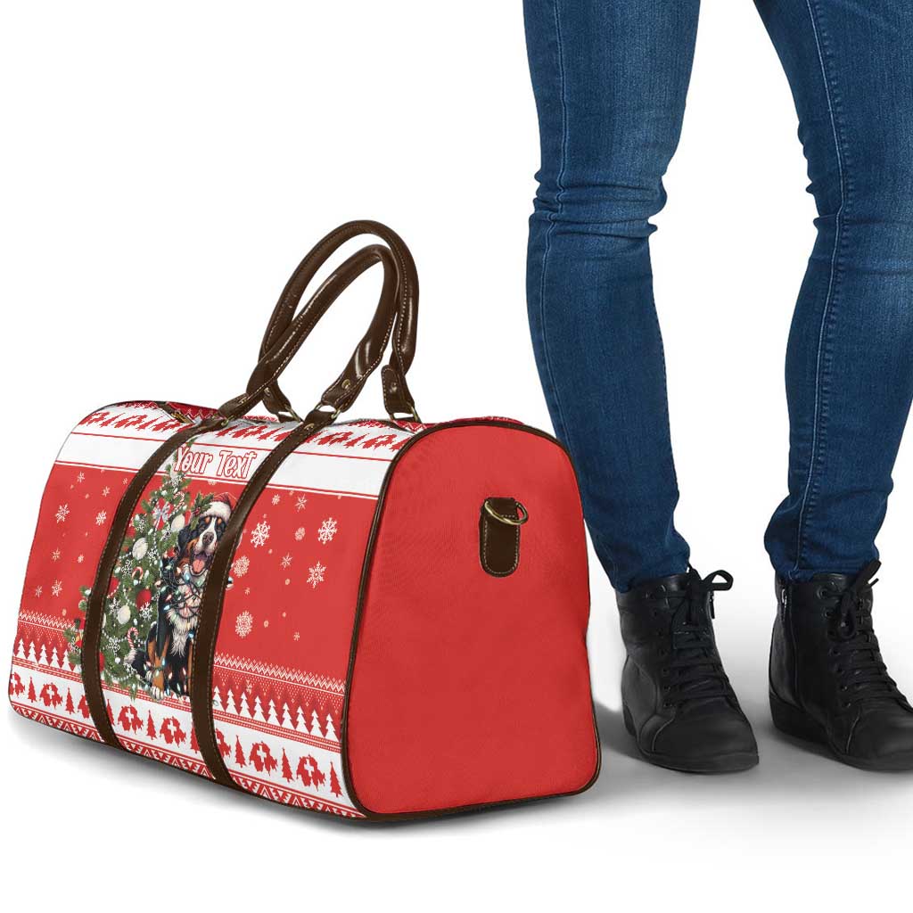 Personalized Merry Swissmas Travel Bag Bernese Mountain Dog Christmas Pattern - Wonder Print Shop