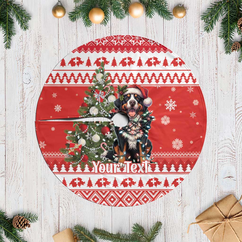 Personalized Merry Swissmas Tree Skirt Bernese Mountain Dog Christmas Pattern - Wonder Print Shop