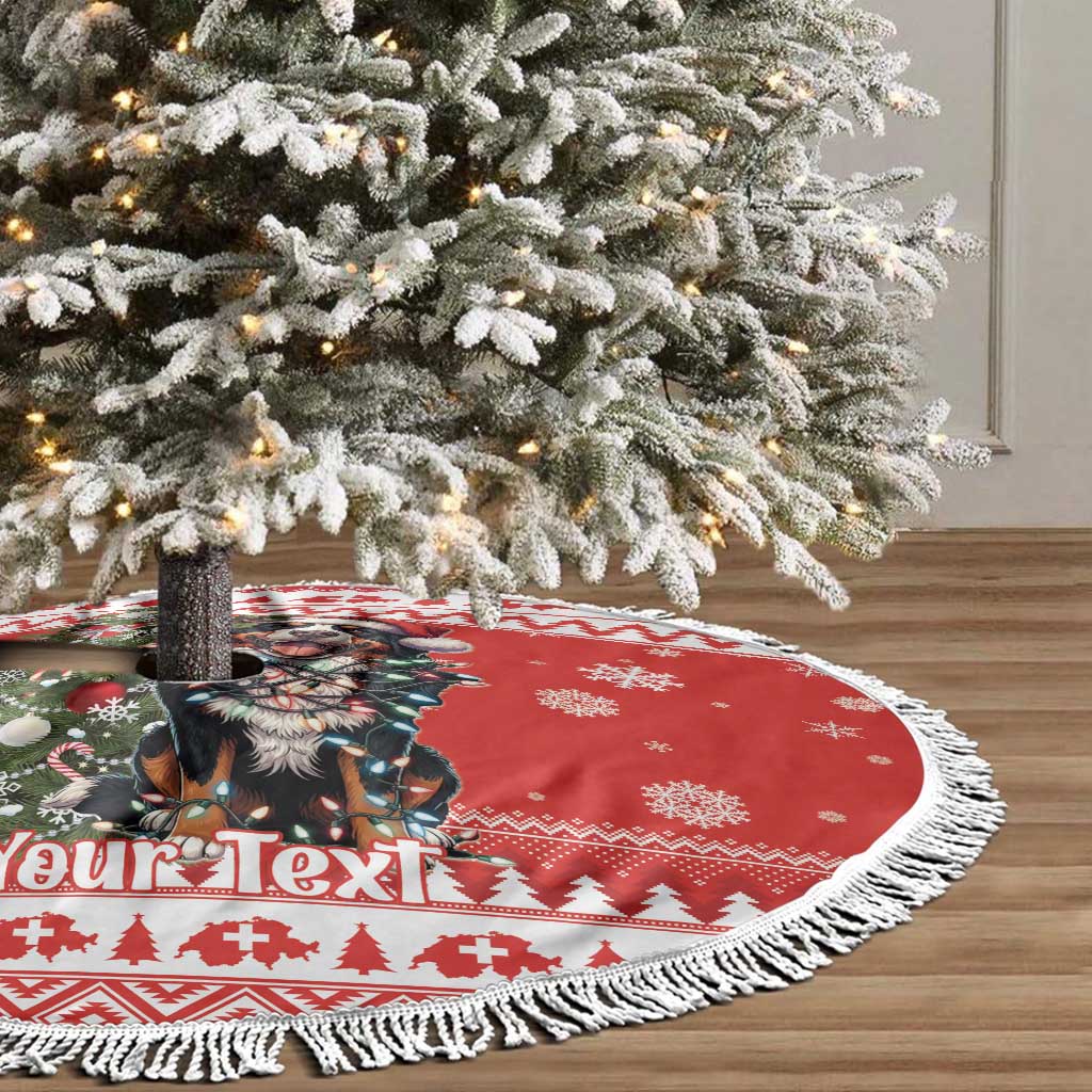 Personalized Merry Swissmas Tree Skirt Bernese Mountain Dog Christmas Pattern - Wonder Print Shop