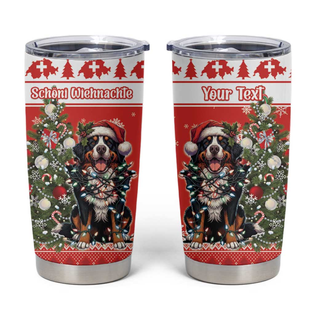 Personalized Merry Swissmas Tumbler Cup Bernese Mountain Dog Christmas Pattern - Wonder Print Shop