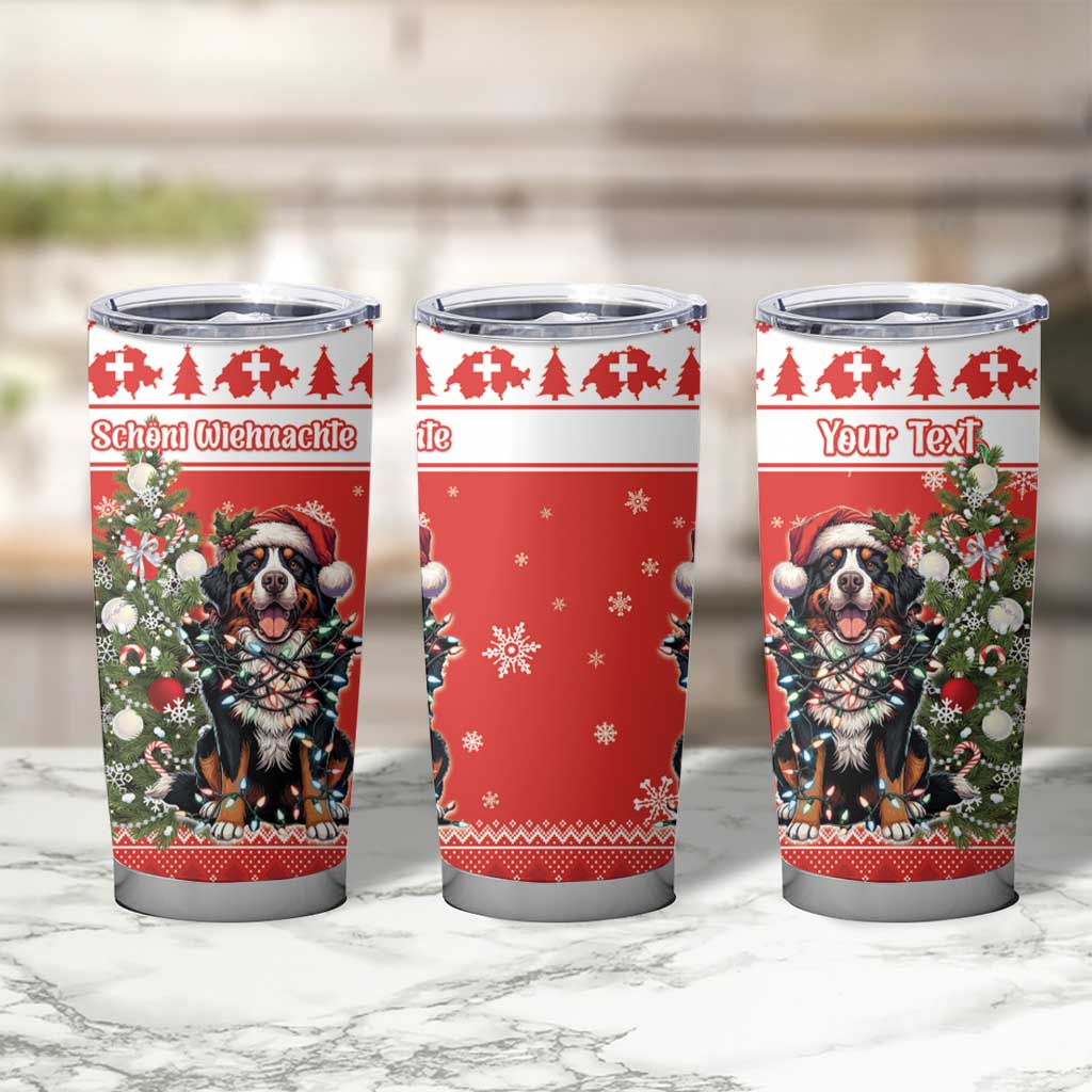 Personalized Merry Swissmas Tumbler Cup Bernese Mountain Dog Christmas Pattern - Wonder Print Shop