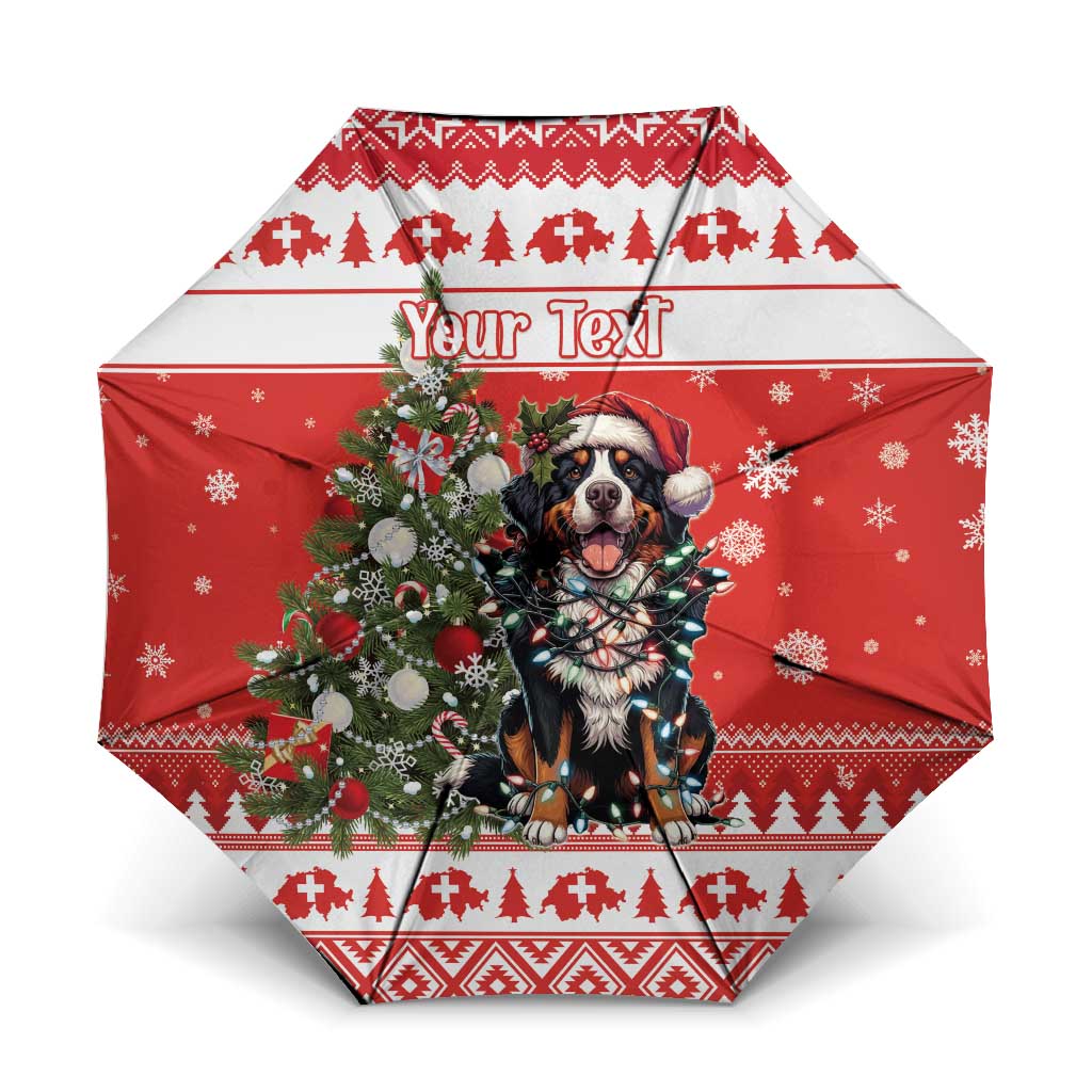 Personalized Merry Swissmas Umbrella Bernese Mountain Dog Christmas Pattern - Wonder Print Shop