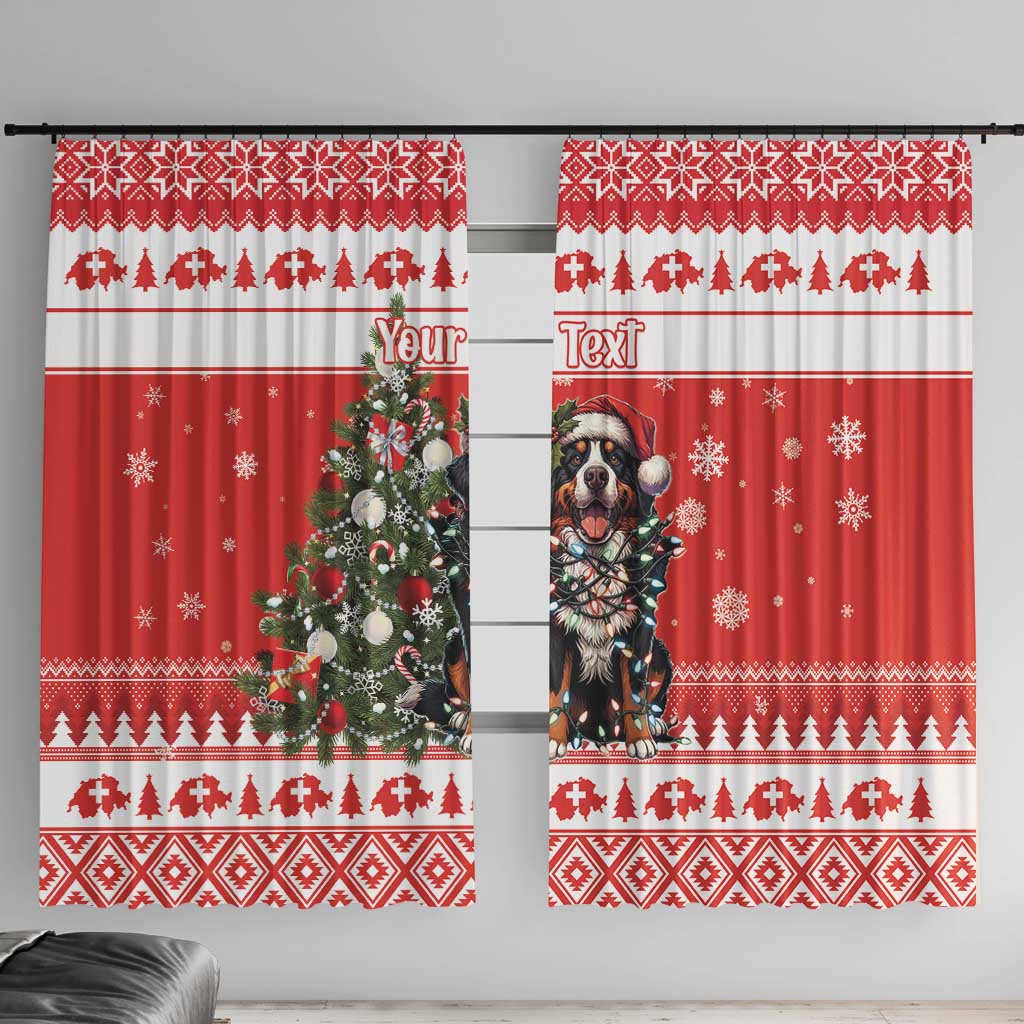Personalized Merry Swissmas Window Curtain Bernese Mountain Dog Christmas Pattern - Wonder Print Shop