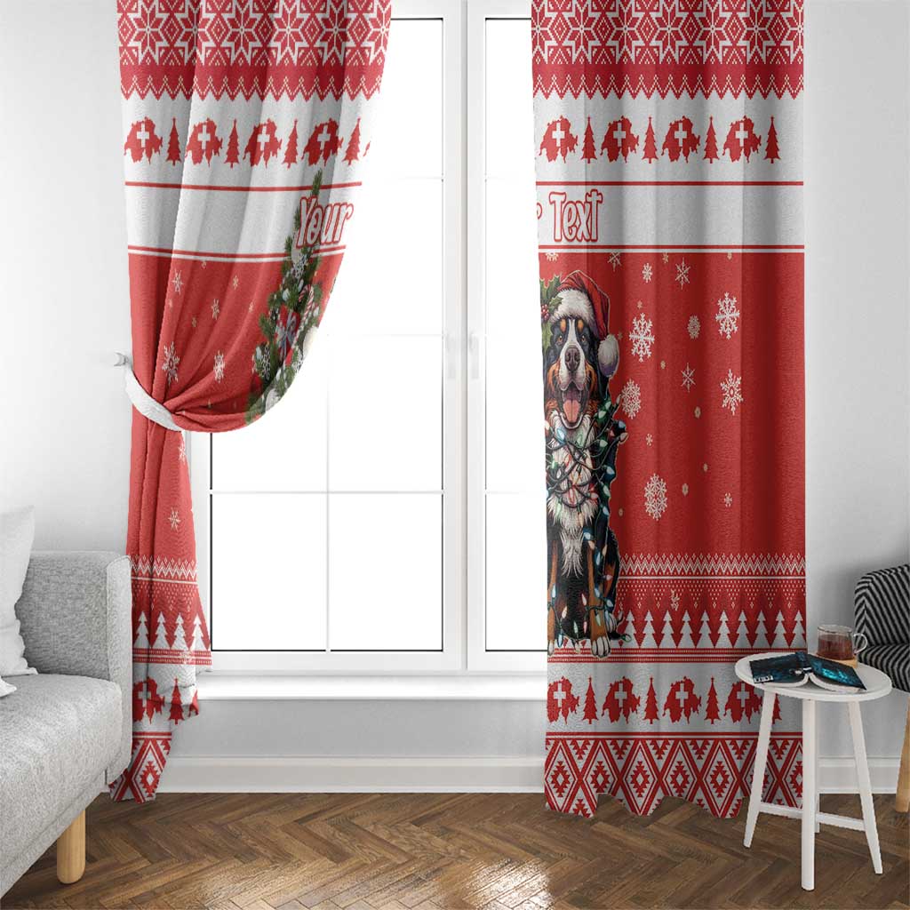 Personalized Merry Swissmas Window Curtain Bernese Mountain Dog Christmas Pattern - Wonder Print Shop