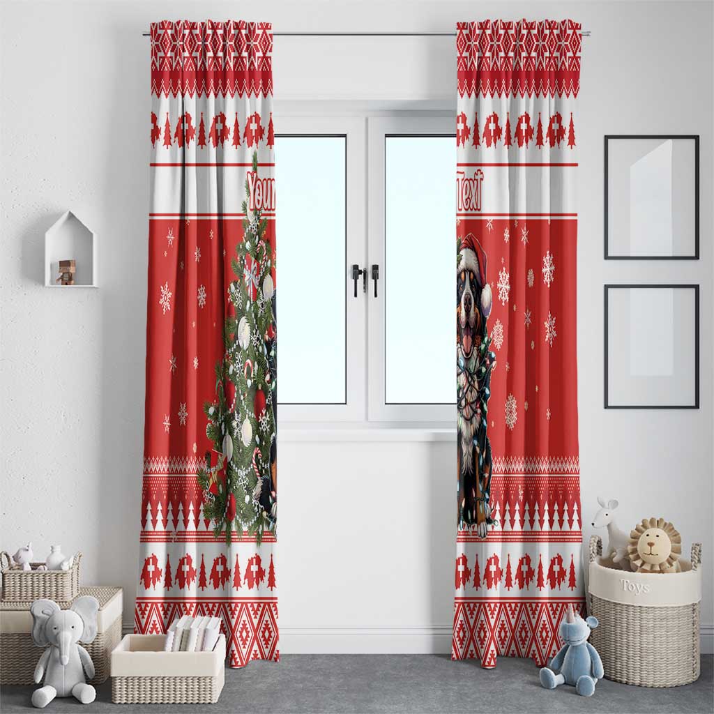 Personalized Merry Swissmas Window Curtain Bernese Mountain Dog Christmas Pattern - Wonder Print Shop