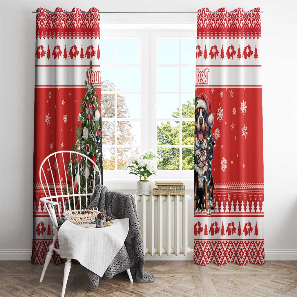 Personalized Merry Swissmas Window Curtain Bernese Mountain Dog Christmas Pattern - Wonder Print Shop