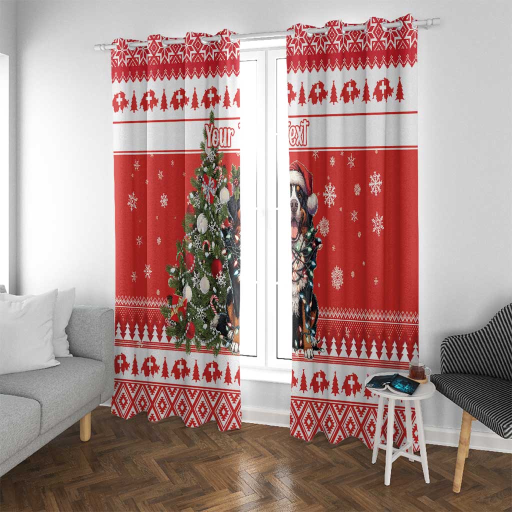 Personalized Merry Swissmas Window Curtain Bernese Mountain Dog Christmas Pattern - Wonder Print Shop
