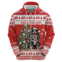 Personalized Merry Swissmas Zip Hoodie Bernese Mountain Dog Christmas Pattern - Wonder Print Shop