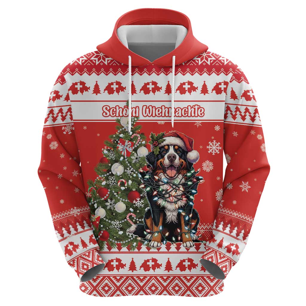 Personalized Merry Swissmas Zip Hoodie Bernese Mountain Dog Christmas Pattern - Wonder Print Shop