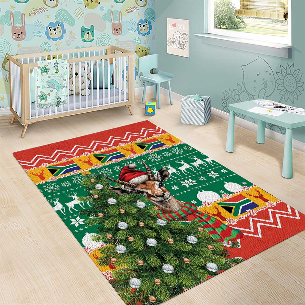 South Africa Christmas Area Rug Springbok With Christmas Tree - Wonder Print Shop