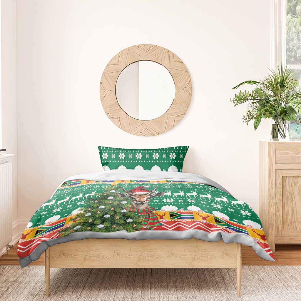 South Africa Christmas Bedding Set Springbok With Christmas Tree - Wonder Print Shop