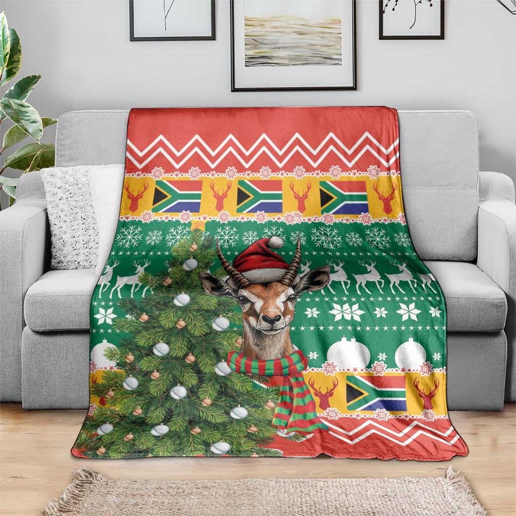 South Africa Christmas Blanket Springbok With Christmas Tree