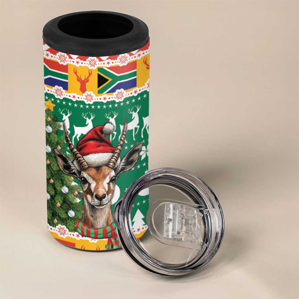 South Africa Christmas 4 in 1 Can Cooler Tumbler Springbok With Christmas Tree - Wonder Print Shop