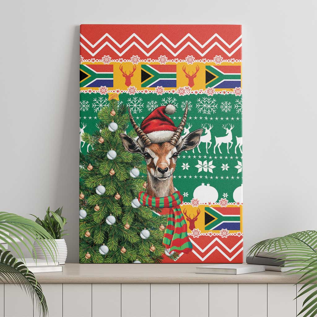 South Africa Christmas Canvas Wall Art Springbok With Christmas Tree - Wonder Print Shop