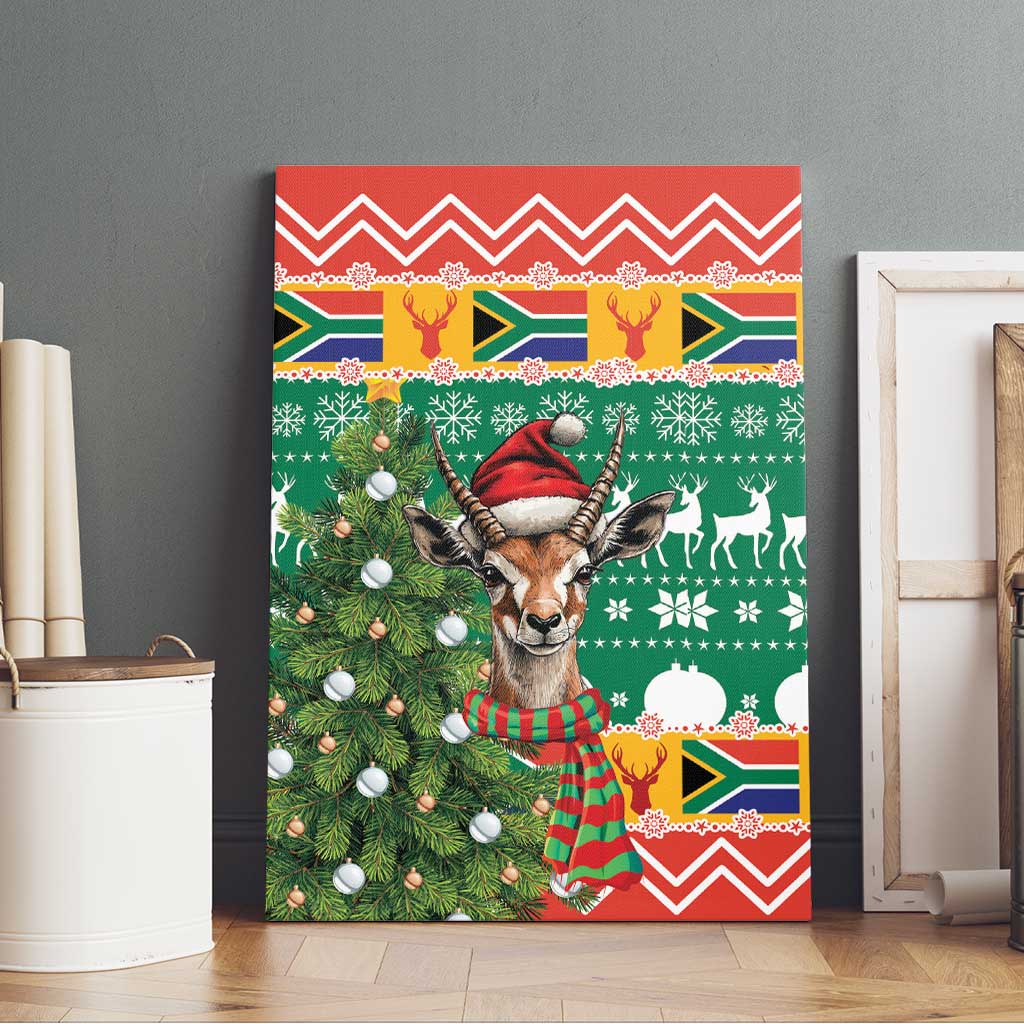 South Africa Christmas Canvas Wall Art Springbok With Christmas Tree - Wonder Print Shop