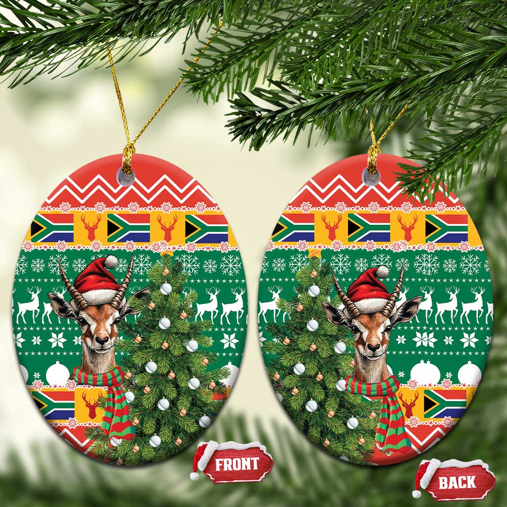 South Africa Christmas Ceramic Ornament Springbok With Christmas Tree - Wonder Print Shop